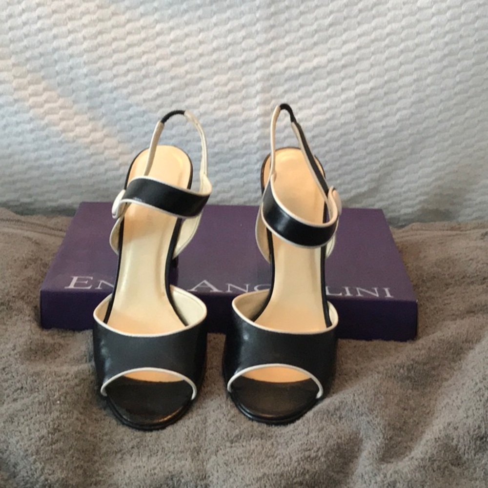 Enzo Angiolini black and white heels.